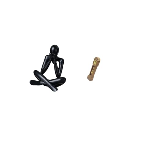 Fenteer Thinker Desktop Figurine Set Abstract Sculpture Decorative Ornament Minimalist Clock Mini Furniture Suitable for Gift Giving Home Decoration Office Bo