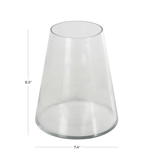 Deco 79 Glass Decorative Vase Cone Shaped Centerpiece Vase, Flower Vase for Home Decoration 7" x 7" x 9", Clear - size: 7" x 7" x 9"