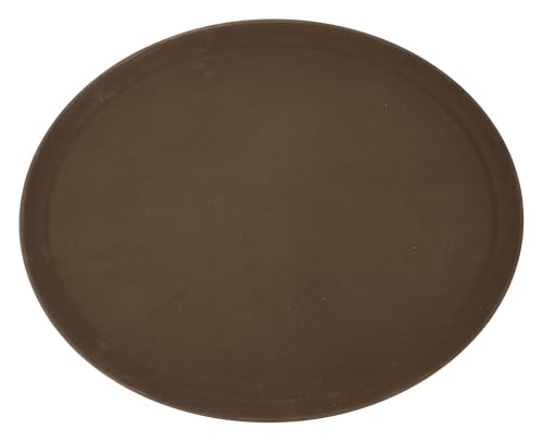 Winco 26" x 22" Premium Fiberglass Tray, Non-slip, Brown, Oval - color: Brown, size: 26.6" x 21.9" x 1.1"