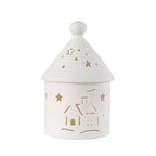 Ceramic House Christmas Decoration Tealight Holder Handmade Candle Holder Matt White for Mantel Windows Decoration