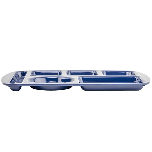 G.E.T. 6 Compartment School Cafeteria Tray, Left Handed, 10" x 15", Navy Blue (12 Pack) - color: Blue, size: 10" x 15", style: 12 Pack Left Handed Trays