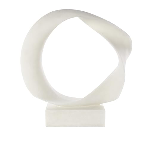 Deco 79 Polystone Abstract Decorative Sculpture Textured Open Wave Home Decor Statue with Elevated Base, Accent Figurine 22" x 6" x 22", White - size: 22" x 6" x 22"