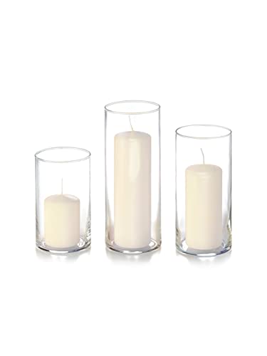 yummi Set of 36 Slim Pillars and Cylinder Vases - Ivory - color: Ivory