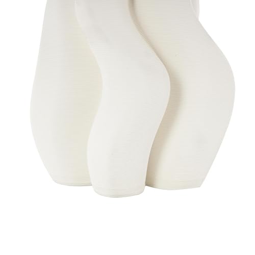 Deco 79 Ceramic Abstract Decorative Vase Ribbed Dimensional Wavy Centerpiece Vase with Floral Shaped Rim, Flower Vase for Home Decoration 5" x 6" x 10", White - color: White, size: 5" x 6" x 10"