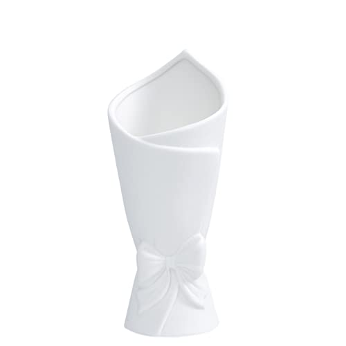 Matte White Bowknot Ceramic Vase, Modern Flower Vases for Home Decor, Pampas, Living Room, Mantel, Table Decoration (Model B)