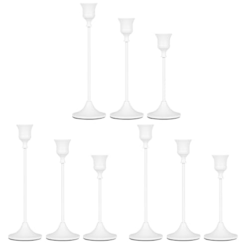 Candlestick Holders White, 9 Packs Taper Candle Holder for Candlesticks, Candle Sticks Holder Decor for Home Decor - color: White