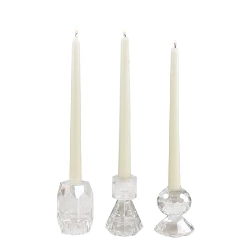 Clear Crystal Candle Holder, Set of 3 Crystal Clear Candlestick Stand for Pillar Taper Tealight Candle,Party, Wedding and Christmas Candle Holder Decoration - color: Transparent Color