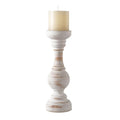 CedarLux Rustic Pillar Candle Holder, 11 Inch White Wooden Candlestick Holders, Farmhouse Candle Stands for Pillar Candle, Decorative Wood Candlestick Holders for Living Room, Table Centerpiece - size: 11"H