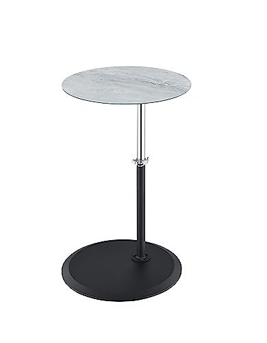 Small Drink Table,Height Adjustable Pedestal Table, Martini Tables, Side End Tables with Round Marble Top,Increase Size and Weighted Base for Living Room,Bedroom,Small Spaces - Gray - color: Marble-adjustable 1#