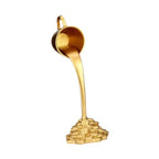 Floating Coffee Cup Mug Sculpture Pouring Spilling Coin Figurine Bedroom Gift Desk Figure Resin Statue for Cabinet Bookshelf, Golden