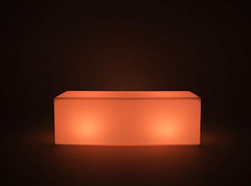 Displays2go LED Light Up Bench with Color Changing Lights, Rechargeable Battery - Light Up Plastic Bench for Events, Bars, Clubs, Outdoor Restaurants (FDLED47BST)