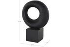 Deco 79 Polystone Geometric Decorative Sculpture Textured Cutout Ring Home Decor Statue with Block Base, Accent Figurine 10" x 5" x 14", Black - size: 10" x 5" x 14"