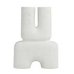 Deco 79 Ceramic Abstract Dual Opening U-Shaped Vase with Glossy Speckled Texture, 11" x 4" x 15", White - color: White
