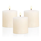 3×3 Ivory Pillar Candles Set of 3 Unscented Handpoured Weddings, Home Decoration, Restaurants, Spa, Church Smokeless Cotton Wick - Ivory 90 Hour - size: 3×3 ivroy
