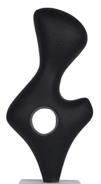 Cruiser’s Caché Modern Abstract Sculpture, Artisan-Made Cast Aluminum with Black Anthracite Finish, Natural Marble Base, 11.75" - color: Modern Abstract 11.75"