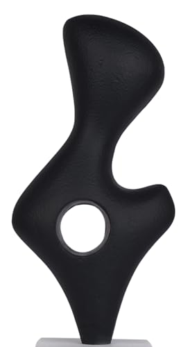 Cruiser’s Caché Modern Abstract Sculpture, Artisan-Made Cast Aluminum with Black Anthracite Finish, Natural Marble Base, 11.75" - color: Modern Abstract 11.75"