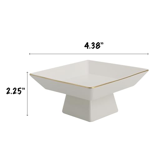 COLLECTIVE HOME - Ceramic Jewelry Tray, Decorative Geometric Jewelry Dish, Luxurious Trinket Tray with High Base, Birthday Mother's Day for Women (Square Matte Gold) - color: Square Matte Gold