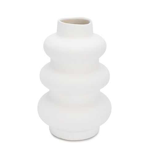 Ajuny Ceramic Vase Set of 2 – White Gourd-Shaped Vases for Centerpieces, Home Decor Living Room, Minimalist Room Decor, Modern Farmhouse Accent, Table Shelf Office Styling, Vases Home Decor Aesthetic. - style: Bottle-Vase
