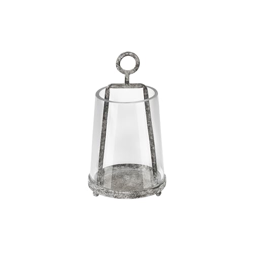 4" Wide Modern Farmhouse Metal Hurricane Candle Holder with Handmade Sturdy Glass Sleeve in Rustic Black for 2" Pillar Candle & Plants, Glass Hurricane Lantern, Industrial, Minimalistic - color: Black Shabby, size: 4"x7.5"