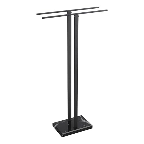 KES Black Towel Racks for Bathroom Freestanding, 37" Equal-Height Standing Towel Rack with Heavy Marble Base, Fits Large Bath Towel, 18/8 Stainless Steel, BTH229-BBK - color: Black Marble & Black Bar, size: 37" H (Equal-height)