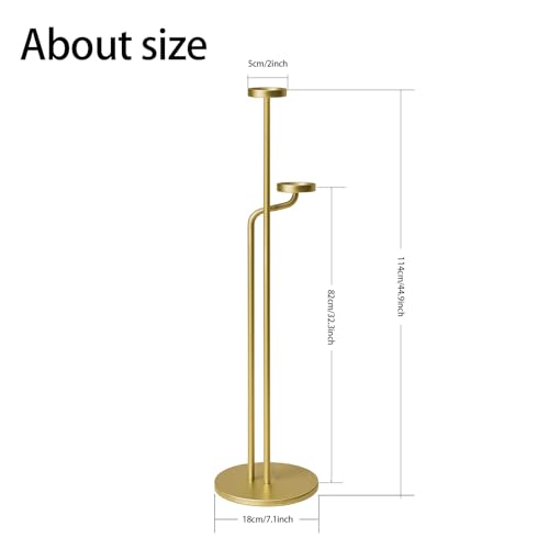 Smtyle Gold Standing Candelabra, Dual-Tier Sculptural Metal Floor Candle Holders for Wedding, Home Decor, Holiday, and Birthday Party