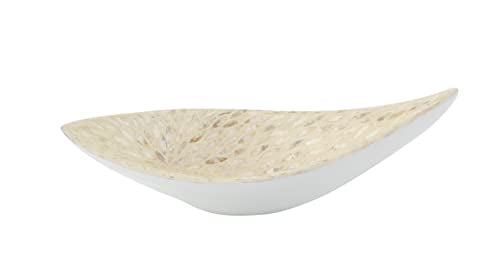 Deco 79 Mother of Pearl Shell Living Room Decor Tray, Oval Serving Tray, 22" x 6" x 10", White