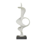Deco 79 Polystone Abstract Decorative Sculpture Home Decor Statue with Black Base, Accent Figurine 10" x 9" x 28", White