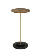 Masupu Drink Table, Round Side Table for Small Spaces, Pedestal Small End Table with Metal Base, for Living Room, Bedroom, Bathroom, Rustic Brown - color: 05.rustic Brown