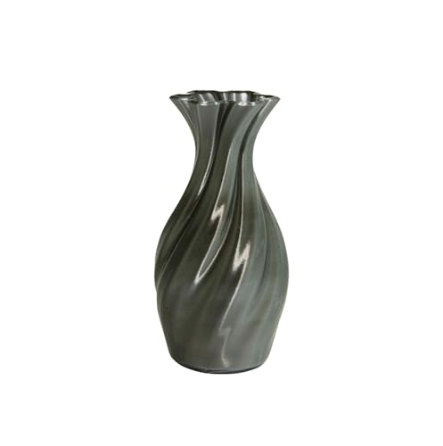 Large 8-Inch Tall Spiral Vase – Modern Waterproof Flower Vase for Centerpieces & Home Decor - 3D Printed PLA Plastic — Not Glass (Black-Silver) - color: Black-silver