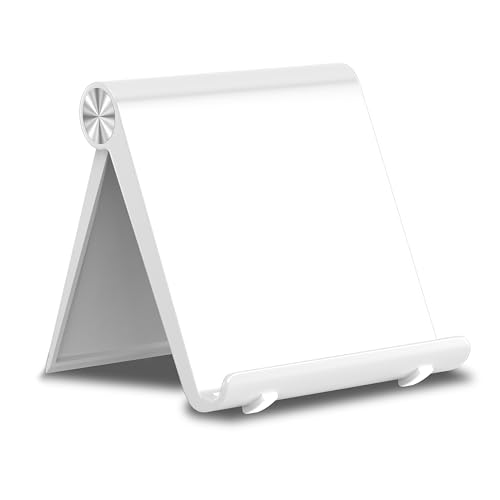 Cell Phone Foldable Stand for Desk, Portable Cell Phone Holder, Adjustable Tablet Dock, Office Desk Accessories for iPhone 17 16 15 14 13 Pro Max Air, Galaxy S25, S24, White - color: White