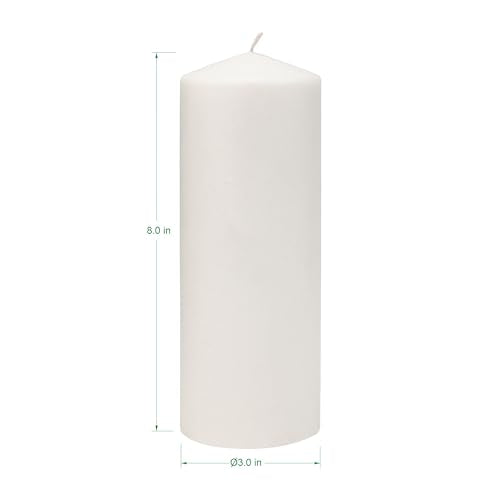 Stonebriar 3 Pack Tall 3 x 8 Inch 80 Hour Long Burning Unscented White Wax Pillar Candles - size: 3" x 8", style: Pack of 3