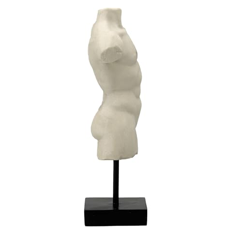 Galt International 13.5" Poly Marble Body Statue w/Black Pedestal Stand for Home Decor - Greek God Sculpture Mythology Stone-Like Marble-Feel Accent (Man) - size: 13.5" Male