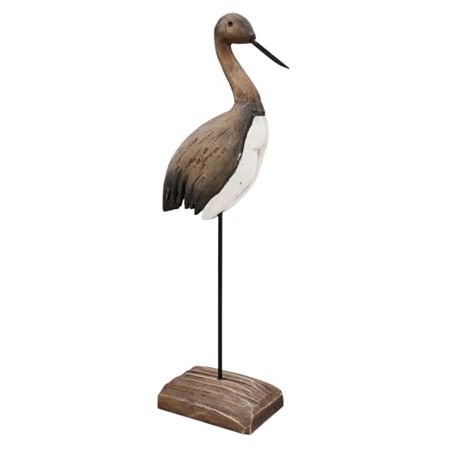 Wood Bird Statue Nautical Decor Decorative Sea Birds Sculpture Wooden Tabletop Figurine Coastal Ocean Beach Themed Decoration for Home Yard Bathroom Living Room (12.4" H) - color: 12.4" H