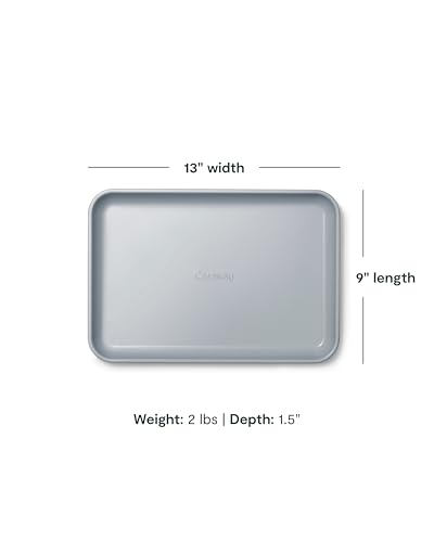 Caraway Nonstick Ceramic Small Baking Sheet (9x13”) – Non-Toxic, PTFE & PFOA Free – Oven Safe – Aluminized Steel Core – Mini Sheet Pan for Baking, Roasting & More - Cream - color: Cream, size: Small 9" x 13"