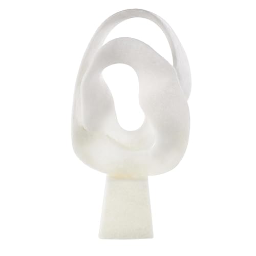 Deco 79 Polystone Abstract Decorative Sculpture Textured Wave Home Decor Statue with Elevated Base, Accent Figurine 10" x 6" x 19", White - size: 10" x 6" x 19"