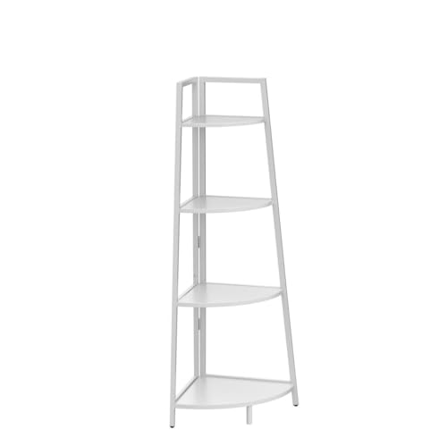 CAPHAUS Tall Corner Shelf Stand, 4-Tier Display Shelves, Ladder Corner Wood Storage Plant Bookshelf with Metal Frame, Versatile Shelving Unit Bookcase for Home Office Space, White - color: White, size: 4-Tier