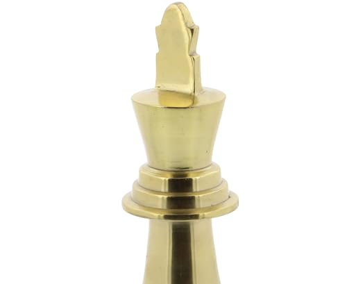 Deco 79 Aluminum Metal Chess Decorative Sculpture Home Decor Statues with Knight, Queen and King, Set of 3 Accent Figurines 4"W, 9"H, Gold - color: Gold, size: 4" x 9"