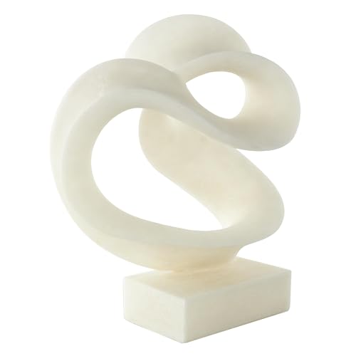 Deco 79 Polystone Abstract Decorative Sculpture Twisted Wave Home Decor Statue with Elevated Base, Accent Figurine 17" x 11" x 19", White - size: 17" x 11" x 19"