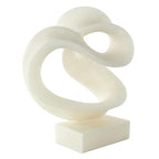 Deco 79 Polystone Abstract Decorative Sculpture Twisted Wave Home Decor Statue with Elevated Base, Accent Figurine 17" x 11" x 19", White - size: 17" x 11" x 19"