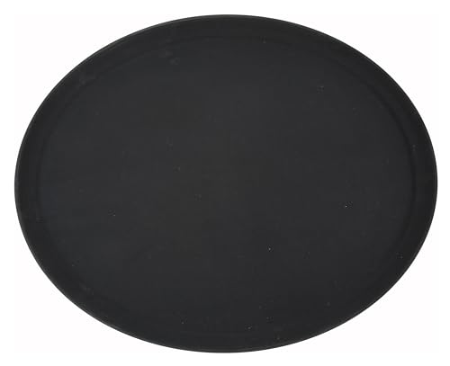 Winco 26" x 22" Premium Fiberglass Tray, Non-slip, Black, Oval - color: Black, size: 26.6" x 21.9" x 1.1"