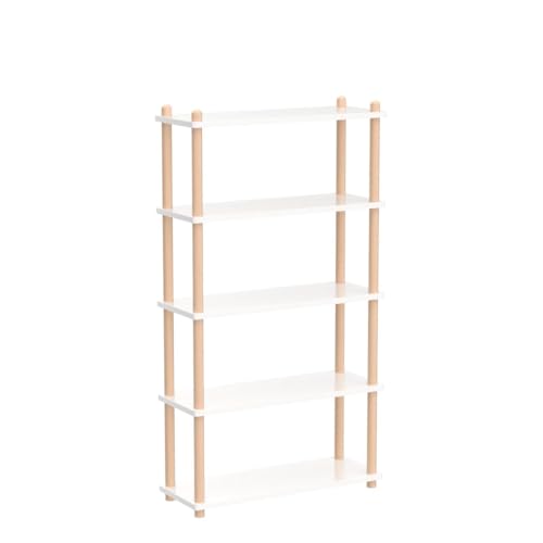 IOTXY 5-Tier Wooden Shelf Bookcase - Modern Open Bookshelf, Free Standing Storage Rack, Multifunctional Display Stand for Home and Office, White, Rectangle - color: White, size: 5-Tier
