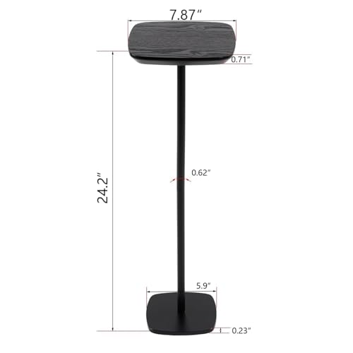 Modern Martini Pedestal Side Table - Small Metal Cocktail Stand for Living Room, Bar, or Small Spaces - Black End Table (Black)