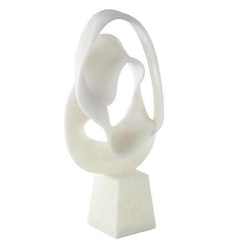 Deco 79 Polystone Abstract Decorative Sculpture Textured Wave Home Decor Statue with Elevated Base, Accent Figurine 10" x 6" x 19", White - size: 10" x 6" x 19"
