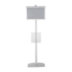 M&T Displays Free Standing Aluminum Display Stand Single Sided Document Brochure Sign Holder Front Loading Portrait Landscape Silver Snap Frame 1x(11x17) and Clear Acrylic Pocket 1x(8.5x11) Inch - color: Silver