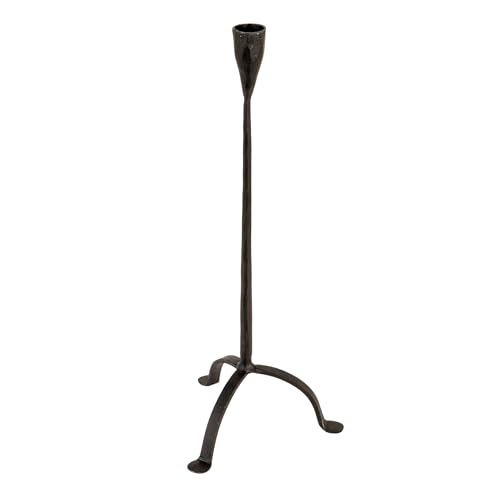 Creative Co-Op 16" H Hand-Forged Cast Metal Footed Taper Holder, Black