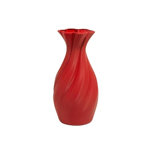 Large 8-Inch Tall Spiral Vase – Modern Waterproof Flower Vase for Centerpieces & Home Decor - 3D Printed PLA Plastic — Not Glass (Army Red) - color: Army Red