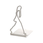 ALUA - Metal Bookend Modern Line Art Design Heavy-Duty and Scratch-Resistant Space-Saving Organizer (D, White)