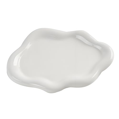 Ceramic Jewellery Dish Trinket Dish Jewelry Tray Cloud Shape Tray Perfume Tray Rings/Earrings/Bracelets/Watch/Keys Tray for Valentine's Day//Mother's Day/Birthday Gift (White) - color: White