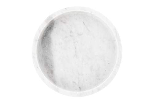 Creative Co-Op Minimalist Round Carved Marble Tray or Charcuterie Board, White - size: 8"