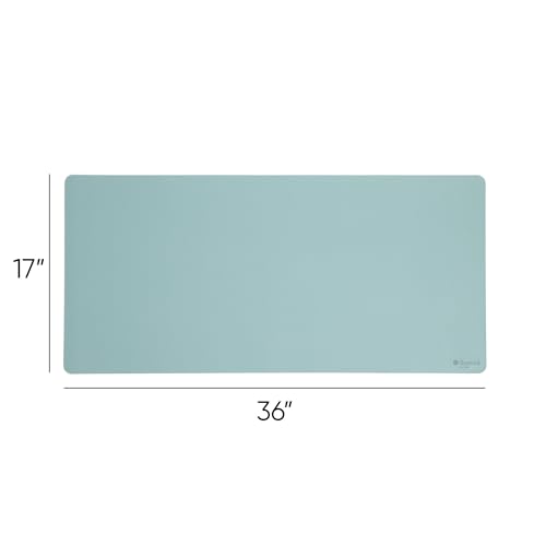 Smead Desk Pad, Vegan Leather Desk Mat with Non-Slip Faux Suede Backing, Perfect Desk Organizer for Office Decor, 36” x 17” Large, Superior Blue (64830) - color: Blue, size: 17" x 36"